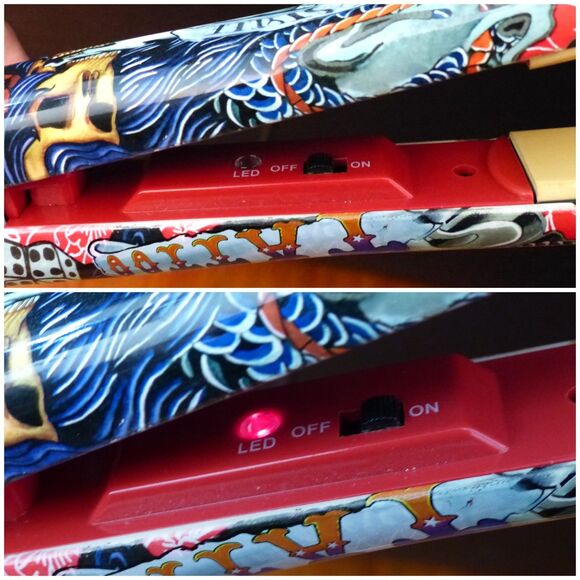 HerStyler Tattoo Flat Iron 1” Red Ceramic Hair Straightener Dual Voltage Y2K - Picture 12 of 14